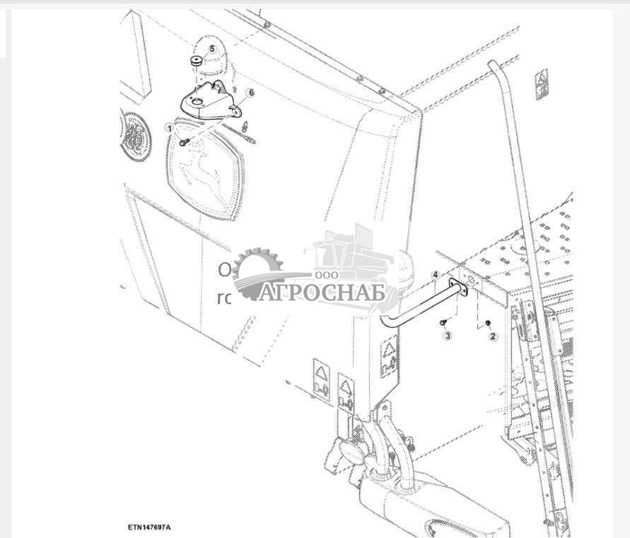 Опора заднего проблескового маячка, шнек со складыванием и раскладыванием 
